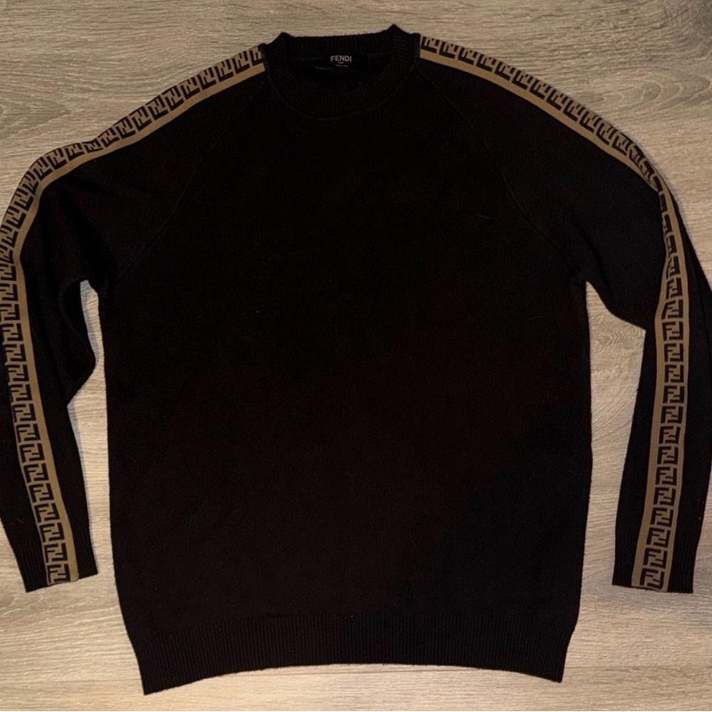 Fendi Men's Sweater with Black and Brown Accents
